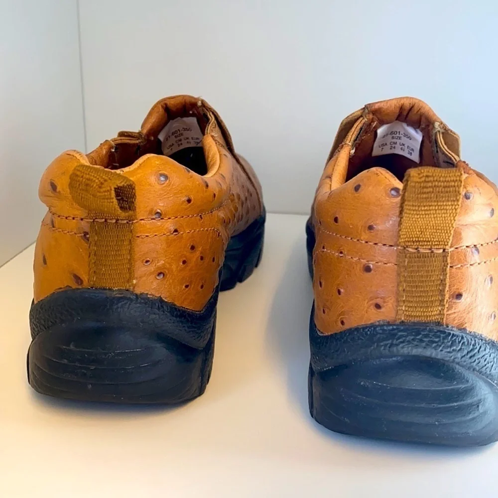 Men’s Roper Cotter Ostrich Print Casual Leather Comfort Shoes Size 7